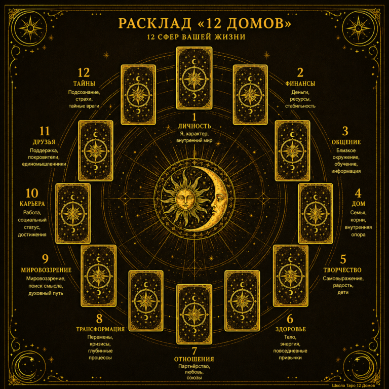 схема таро расклада 12 домов